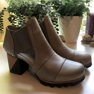 Gray Sorel Chunky Ankle Boots